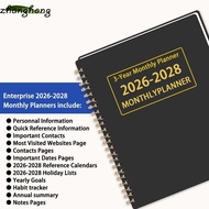 ZHANGHONG 3 Years Monthly Planner, Smooth Writing 2026-2028 Calendar Book, Portable Yearly Goals Ann