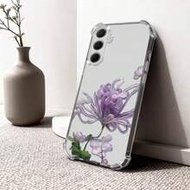 1pc Creative Violet Flower Transparent Airbag Shockproof Phone Case Compatible With Samsung A14/A15/