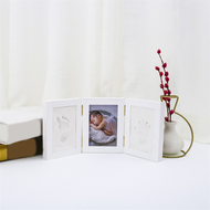 5 Inch Tri-Fold Without Cover Newborn Baby Handprint Picture Frame Baby DIY Souvenirs Toy Gift