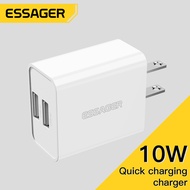 Essager 10W 2A USB Charger แบบพกพา Dual USB Ports Travel Charge Adapter Wall Charger สำหรับ Huawei Xiaomi ชาร์จโทรศัพท์สำหรับ iPhone Samsung