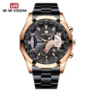 VAVA VOOM-238 นาฬิกาปฏิทินใหม่นาฬิกากันน้ำส่องสว่างนาฬิกาควอตซ์สายเหล็กนาฬิกาสมาร์ทวอทช์  New calendar watch glow-in-the-dark waterproof watch Quartz movement steel band watch Smart watch Black rose