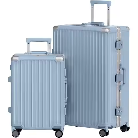 2 Piece PC ABS Hard Shell Suitcase Set with TSA Lock - Carry On & Checked Luggage (Haze Blue, 20/28)