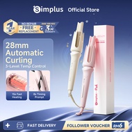 Simplus Pink 28mm Automatic Hair Curler丨Egg Roll Style丨3 Temperature丨Ceramic Glaze Panel丨Long-lastin