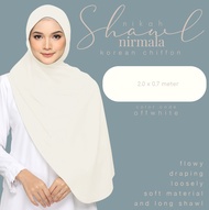 Shawl Putih Curve Shawl Off White Tudung Nikah Long Shawl labuh 2 meter