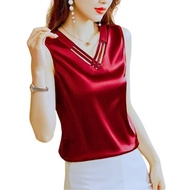 Áo kiểu nữ có size sát nách cổ sơ mi kiểu mới chất lụa latin thoáng mát - VannhShop AO0011