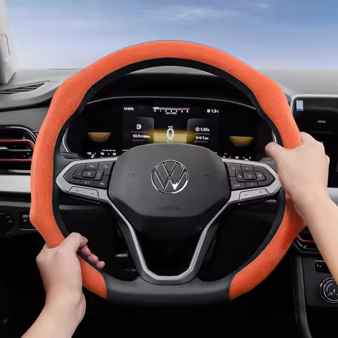 Suitable for Volkswagen Premium Suede Snap-On Steering Wheel Covers, Non-Slip and Durable, Available