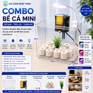 Mica Mini Fish Tank Combo Includes (Tank, Filter, Light, Decorative Accessories) (L20cm x W15cm x H1