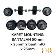 Rubber MOUNTING BEARING 50mm x 25mm 2 bolts M10 x 25mm