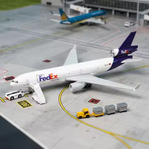 1/300 Diecast Metal Airplane Model Kits with Stand Fedex MD-11 Cargo Airplane Model for Adult Aviati