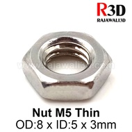 Nut M5 Thin Hex Nut White