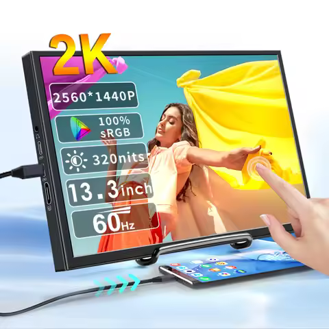 JOHNWILL 13 Inch Portable Touchscreen Monitor - 2K QHD 2560x1440, 100%sRGB, 320nits, HDMI/USB-C, Mob
