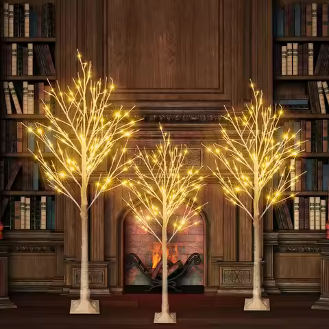 Christmas Tree In/Outdoor 4FT Lighted Birch Tree Party Holiday Wedding Decor