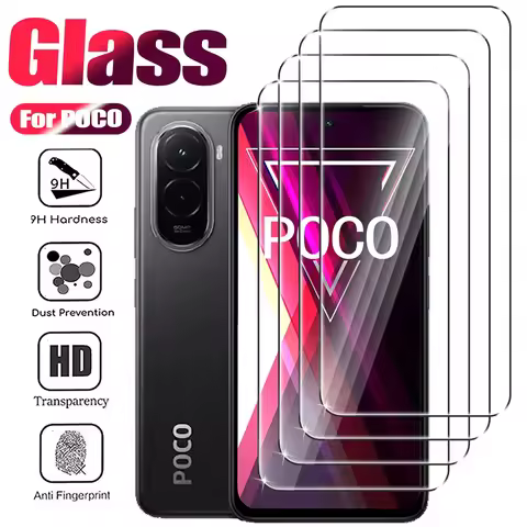 1-4pcs Tempered Glass For Xiaomi Poco M7 Pro M6 Pro M5 C65 C85 C61 F5 F4 C71 C75 X5 Pro X3 NFC Pro M