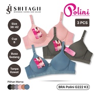 Polini G222 K3 Bra 3 Pcs | No Wire | BH Super Comfortable and CoolWanita | Cup B | Size 36-42 | 3pcs