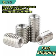 Insert nut 304 stainless steel inner and outer teeth nut, thread conversion braces Reducing screw M2