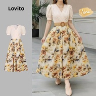 (New Arrival) Lovito Elegant Dress Colorblock Spring/summer Dress for Women L198ED602 Lovito Corak P