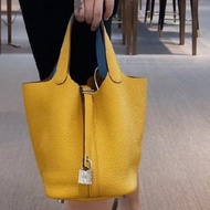 貴婦下午茶Hermès愛馬仕 Picotin 菜籃子Lock 22 C刻 開運琥珀黃
