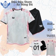 Quần Áo Bóng Đá- Bộ Quần Áo Đá Bóng Bulbal Trắng Hồng In Tên Số Cao 3D Cấp Chất Thun Lạnh Sz 25-85kg