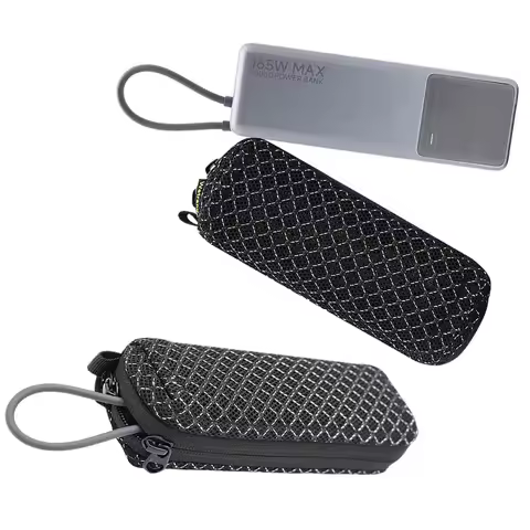 Portable Pouch for Xiaomi PB1165MI Power Bank 10000mAh 165W with Carabiner Breathable Fabric Dual Zi
