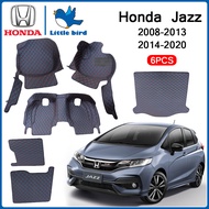 little bird พรมปูพื้นเข้ารูปรถยนต์ Honda Jazz GK GE ปี2008-2020 6PCS ( หนังแท้PVC 12สี ) พรมปูพื้นรถ