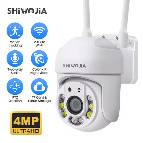 SHIWOJIA YCC365 Plus IP Camera 4MP PTZ Surveillance Camera WIFI Cloud Outdoor Color Night Vision Act
