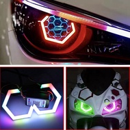2PCS RGB Angel Eyes Halo Rings Turn Signal Bluetooth APP Control Car UTV Motorcycle DRL Headlight De
