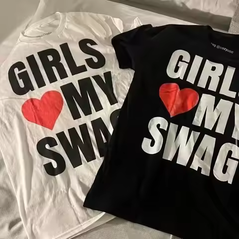 Girls Love My Swag Funny T-Shirt, Y2K Tee Cursed T-Shirt twitter meme Paris Hilton T-Shirts That Go 
