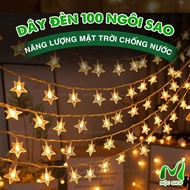 Dây Đèn Led 100 bóng Năng Lượng Mặt Trời Hình Ngôi Sao Trang Trí Sân Vườn Ngoài Trời Chống Thấm Nước