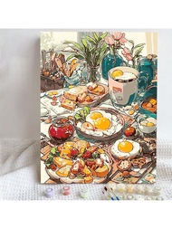 Món ăn ngon Bộ tranh'sơn dầu kỹ thuật'số DIY, Bộ tranh được vẽ cẩn thận, thể hiện cá tính của bạn bằ