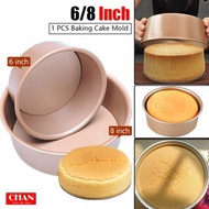 W4B8 Gold Cake Mould Nonstick Bake ware Mold ble Bottom(Removable base) 6寸/8寸蛋糕模Acuan kek 6 inci / 8