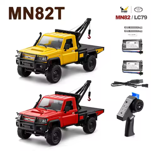 2025 New MN82T LC79 2.4G 1:12 Full Scale Pickup Short Truck 4WD RC Crawler Car With Tow Truck Crane 