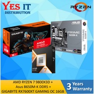 [COMBO SET] AMD RYZEN 7 9800X3D + Asus B650M-K DDR5 + GIGABYTE RX 7600 XT GAMING OC 16GD