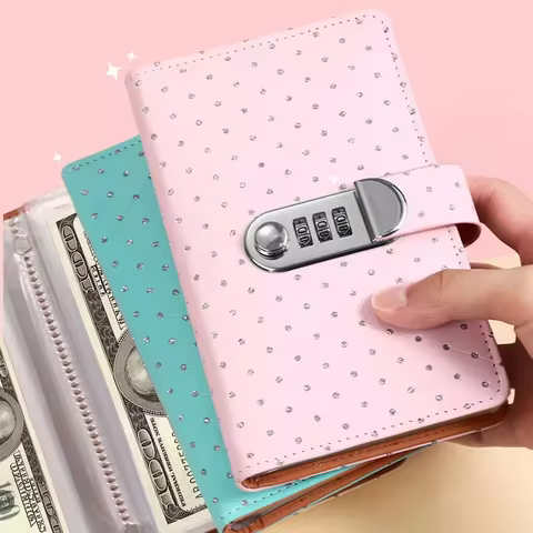 1Pc Faux Leather Password Cash Book with Lock - Rectangular Notebook Storage Box with Coin Storage, 