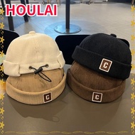HOULAI Brimless Hat, Corduroy Solid Color Kids Docker Cap, Vintage Adjustable Design Warm Fabric C L