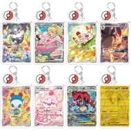 Pokemon keychain card PTCG Acrylic Charizard Eevee Lillie Scorbunny Clefairy anime backpack decorati