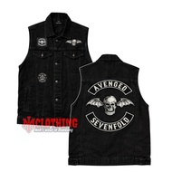 MEN'S DENIM VEST FULL PATCH DENIM VEST WITH EMBROIDERED EMBLEM A7X DENIM MATERIAL 12 OZ