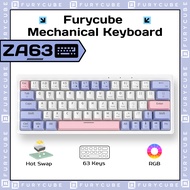 Furycube ZIFRIEND ZA63 Mini Mechanical Keyboard Custom For Gamer Wired 2.4G Wireless Bluetooth Hot Swap RGB 60% 63 Key