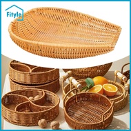 Imitation Rattan Winnowing Basket Fruit Plate Handmade Dustpan Hand Woven Bread Basket Fruit Basket 