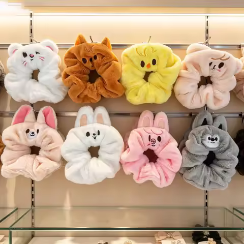 New SKZOO Hair Ring Cartoon Embroidery Hair Rope High Quality Elastic Plush Animal Hair Ring