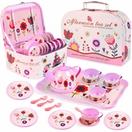 Pretend Play Tea Set for Little Girls, Gift for Age 3 4 5 6 Year Old, Toddler Toys Tea Party Set for