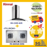 FUJIOH X RINNAI [FH-GS5520SVSS Fujioh S/S Hob GS5520 5520 5520SVSS and RH-C209-GCR SR Rinnai Chimney Hood]