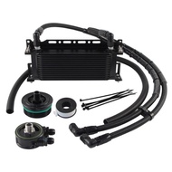 Aluminum Oil Cooler Oil Filter Sandwich Plates 8AN 14 Rows Engine Cooling Kit For Toyota 1GR 2GR 3GR