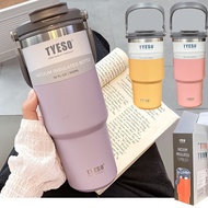 Tyeso Tumbler With Handle 750ML 900ML Hot/Cold Thermos Cup 304 Stainless Steel Water Bottle 600/750/900ML