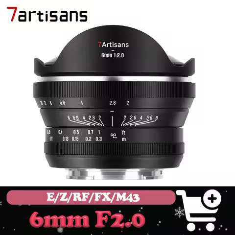 7artisans 6mm F2.0 Wide Angle Fisheye Lens APS-C Manual Focus Prime Camera Lens compatible with Sony