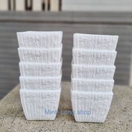 Bộ 05/10 chậu hoa vuông lá tre 10x9cm size nhí trồng sen đá bonsai mini màu trắng nhựa dày đẹp