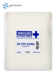 (50 ชิ้น) ทิชชู่เปียกชุบแอลกอฮอล์ 70%  กระดาษเปียกชุบแอลกอฮอล์ Alcohol Pad แผ่นใหญ่ SMKGroup