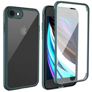 เคส2020 iPhone SE 2022เคส iPhone 7พร้อมแผ่นป้องกันหน้าจอกระจกเทมเปอร์ใสปกป้องเต็มรูปแบบ360กันกระแทกแบบบางแข็งกันกระแทกสำหรับ iPhone 15 Pro Max/ 14 Plus/ 13 Pro Max/ 12/11