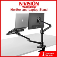 Monitor and Laptop Stand Tray Desk Mount Adjustable Laptop Monitor Mount Arm With Clamp&amp;Base For Mon