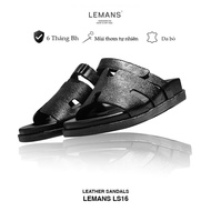 LEMANS men's cross-strap sandals LS5.16, fragrant 2-layer rubber sole, genuine youthful 3-layer leat