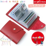 CHIHIRO Pocket , Solid Color Simple Card Holder Bag, PU Leather Card Holder Wallet Credit ID Card Or